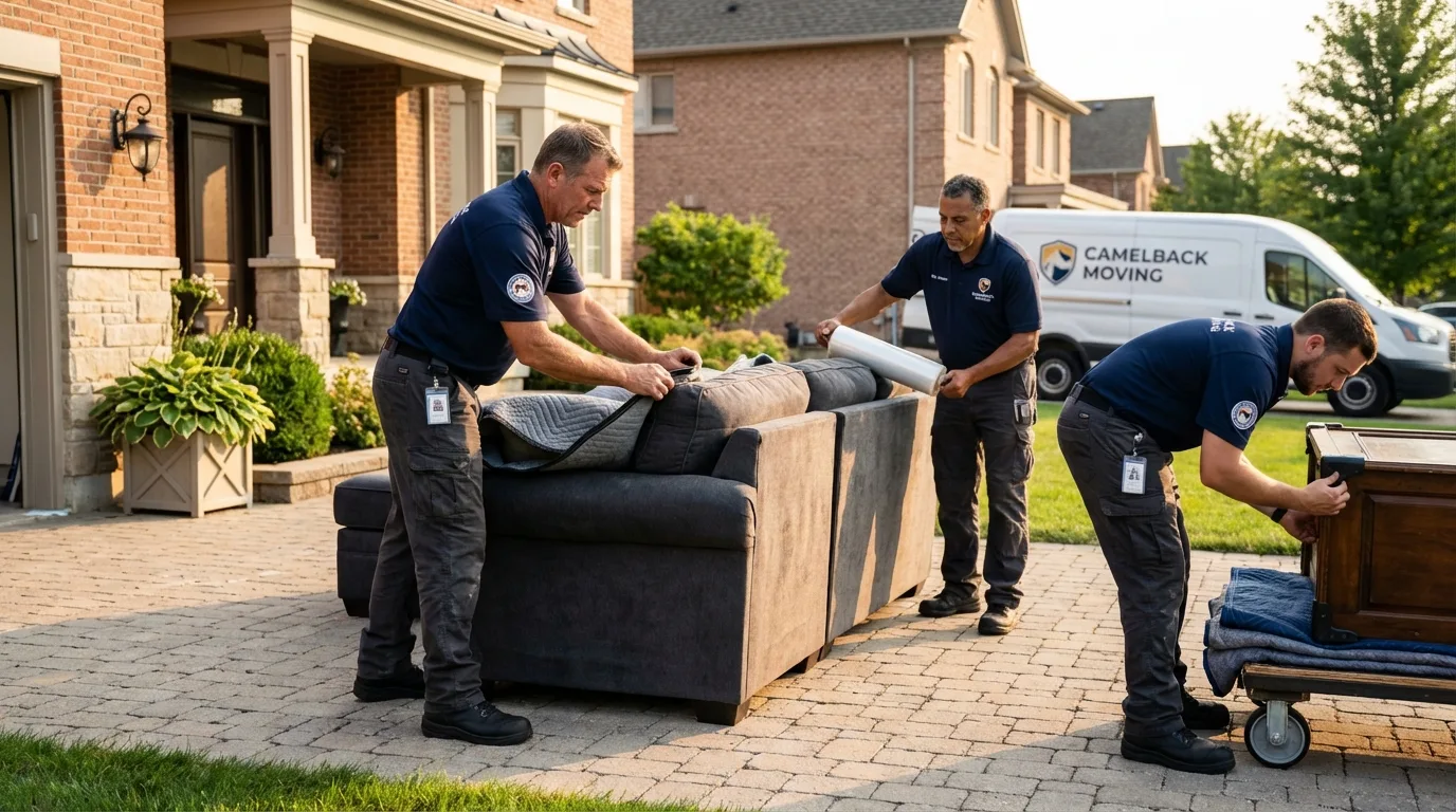 Large estate moving crew wrapping furniture in Cloverdale, CA